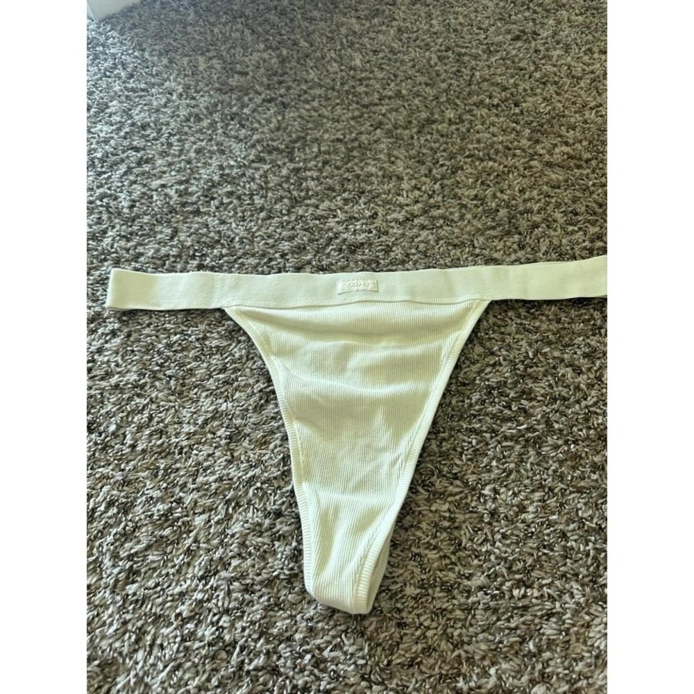 Skims Ribbed Thong Panties, Cream Underwear, Lingerie Basic Everyday Soft